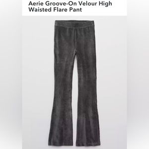 Aerie Groove-On Velour High Wasted Flare Pants NWT